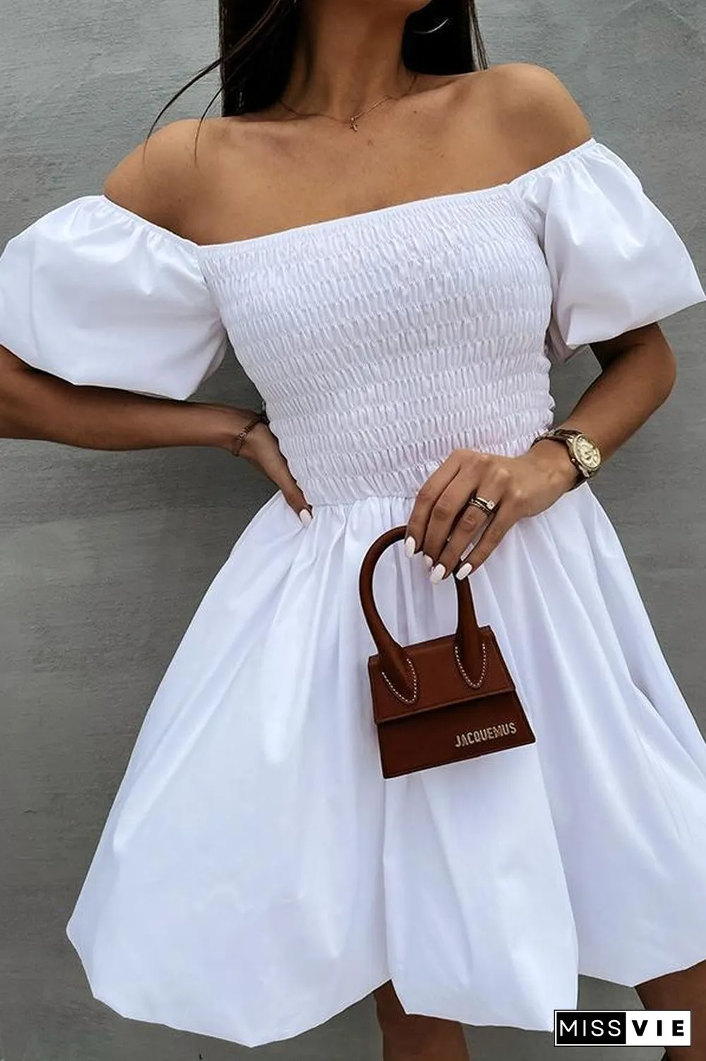 Puff Sleeve Mini Dress P14299