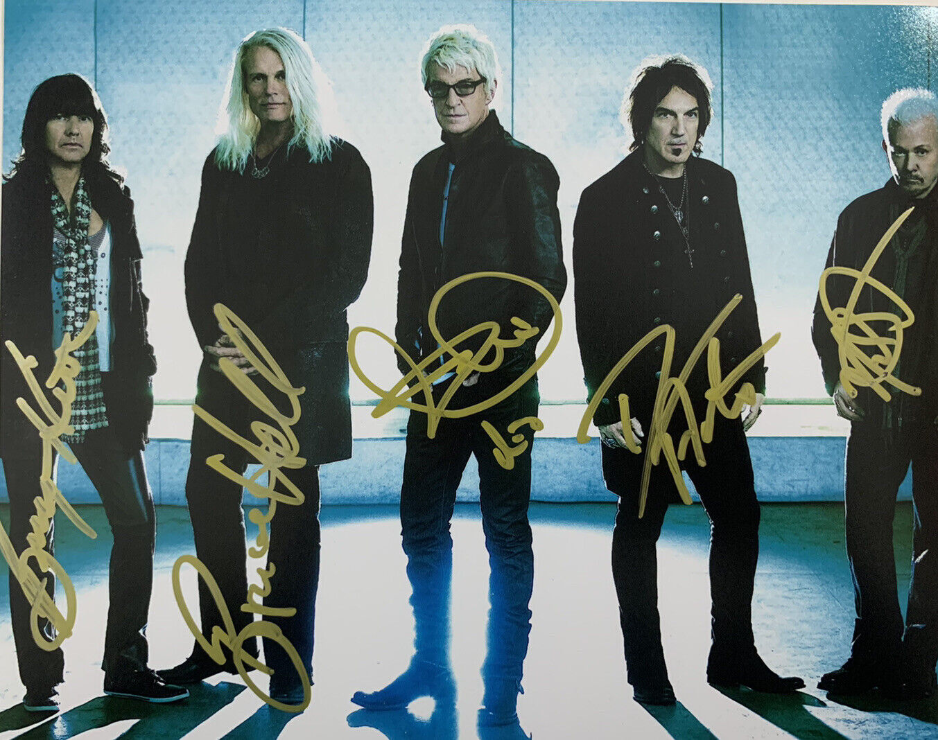 REO SPEEDWAGON HAND SIGNED 8x10 Photo Poster painting FULL BAND AUTOGRAPHED RARE AUTHENTIC