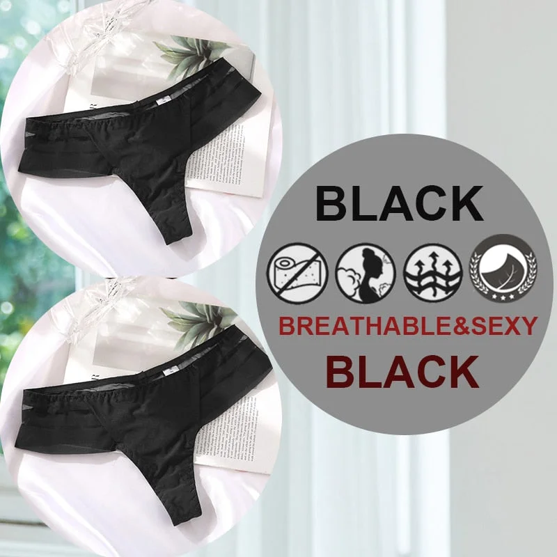 FINETOO 2PCS/Set M-XL G-string Women's Panties Sexy Perspective Seamless Panties Underwear Female See-Through Underpant Lingerie