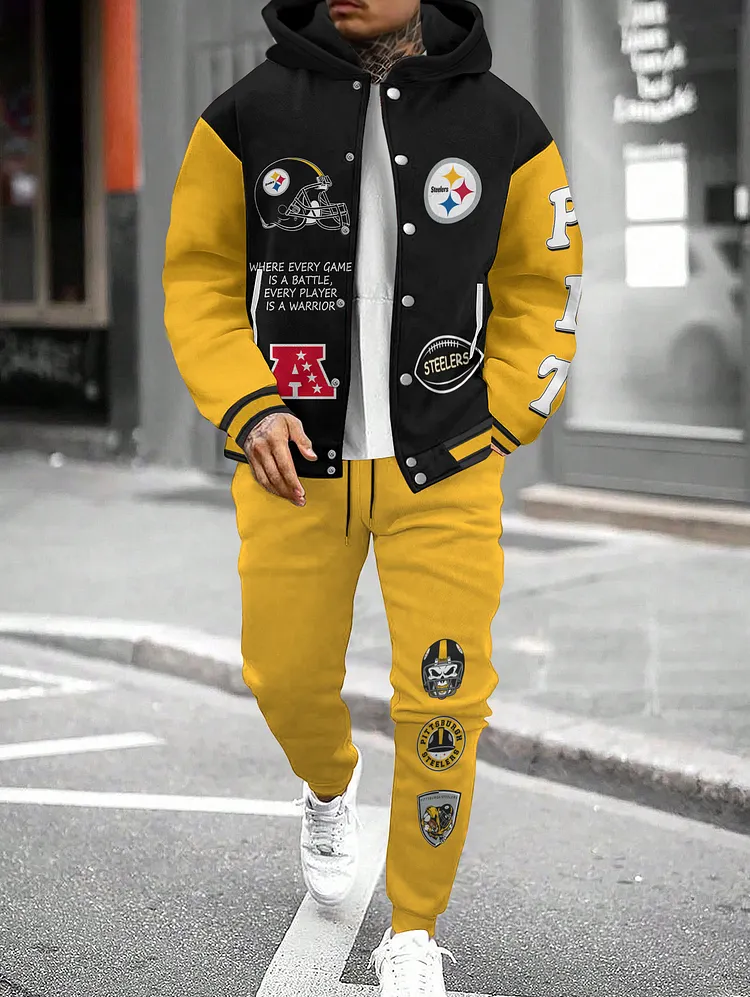 Pittsburgh Steelers  2026  New Design Hooded Jacket With Drawstring Waistband Joggers 2pcs Set
