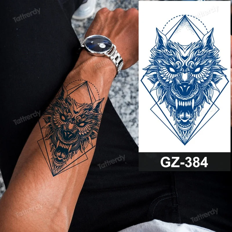 Juice Ink Lasting Waterproof Temporary Tattoo Sticker Dragon Snake Totem Tattoos Sun Wing Body Art Arm Fake Tatoo Women Men