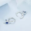 Blue Opal Hummingbird Hoop Earrings 925 Sterling Silver