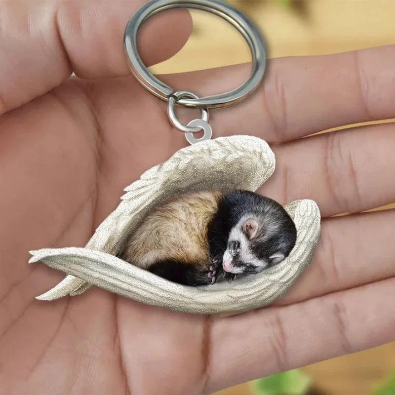 VigorDaily Sleeping Angel Acrylic Keychain Ferret SA213