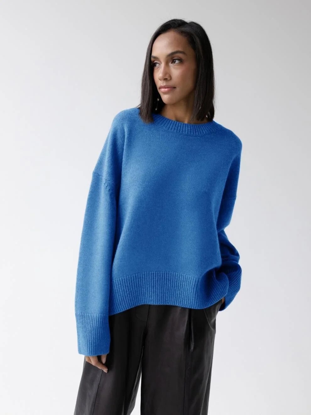 Athvotar Athvotar And Winter Explosion Of Women's Knitted Shirt Round-Neck Solid Color Loose Sweater