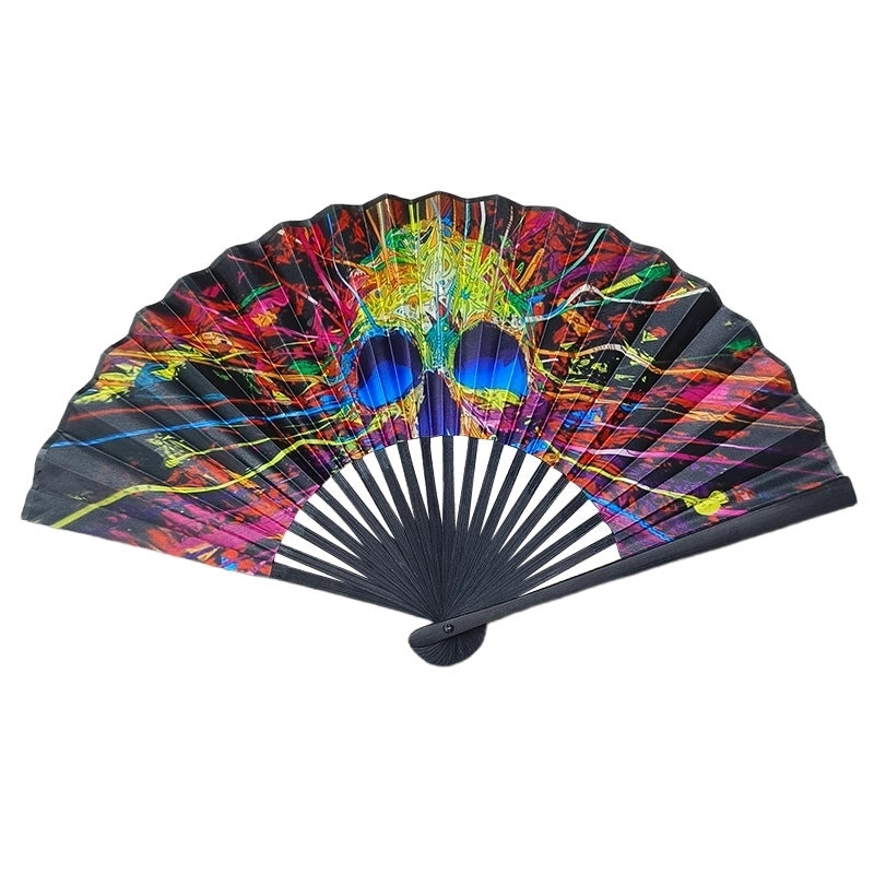 Halloween Chinoiserie Leopard Skull Bamboo Fan Fans & Heating