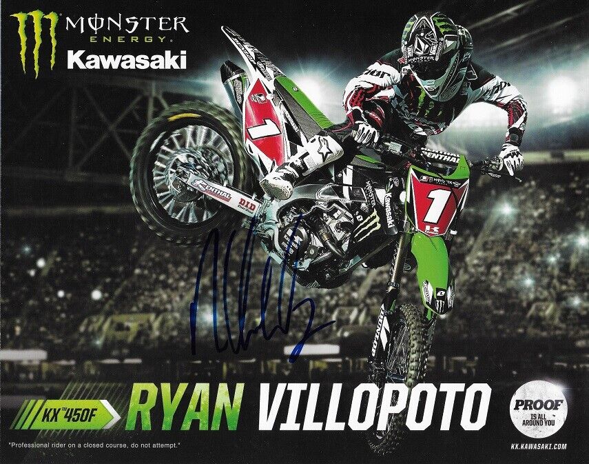 *RYAN VILLOPOTO*SIGNED*AUTOGRAPHED*Photo Poster painting CARD*MONSTER*ENERGY*KAWASAKI*CHAMPION*