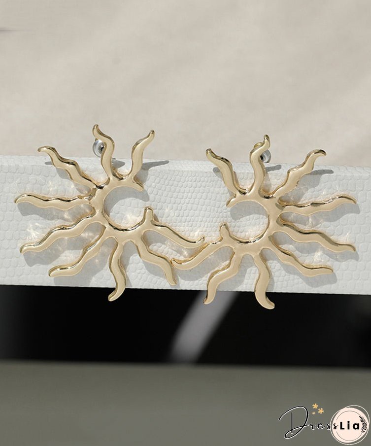 Oversize Gold Copper Alloy Sun Stud Earrings
