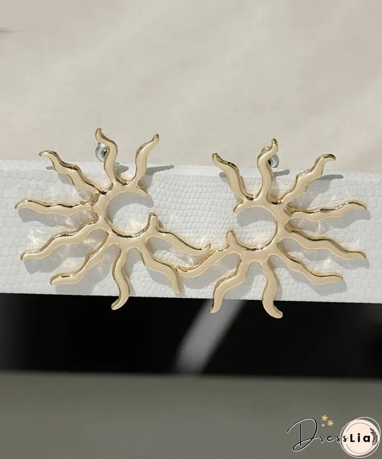 Oversize Gold Copper Alloy Sun Stud Earrings
