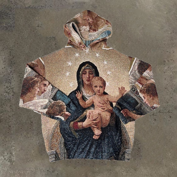 Loveciss®/ Artistic Virgin Mary Print Fashion Trendy Long-Sleeved Hoodie