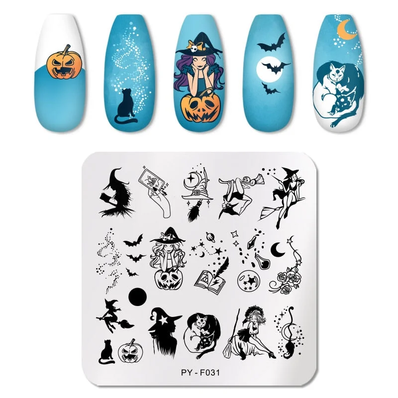 PICT YOU Halloween Nail Stamping Plates Snowflake Festival Pattern Nail Art Image Plates Stainless Steel Nail Art Plate Stencil-Nail Inspo