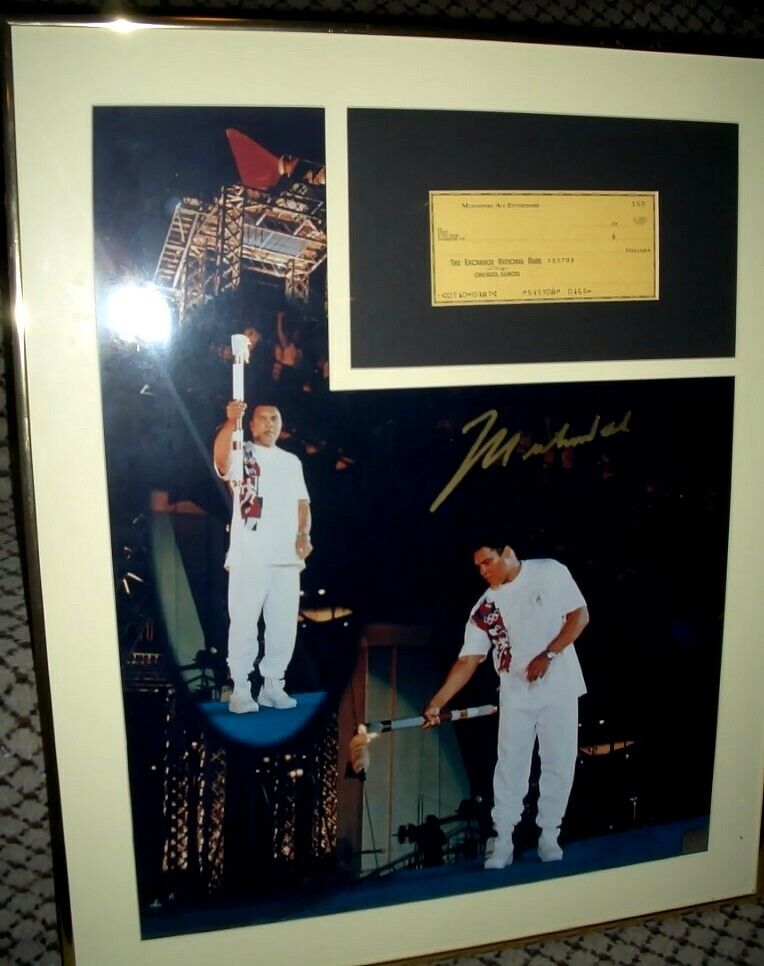 Muhammad Ali signed autographed 1996 Olympic Torch 16x20 Photo Poster painting framed with check