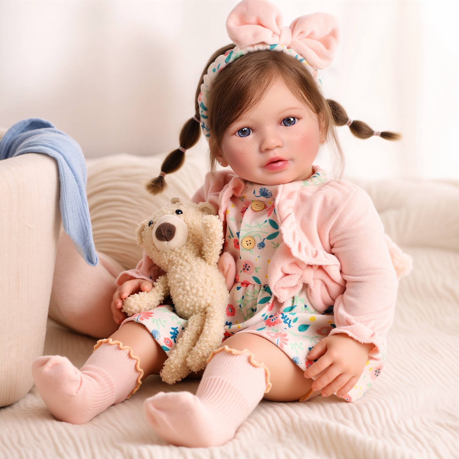 Babeside Smiling Reborn Baby Candy 22' Freckled Girl Building Lovely Memories Callie-Cloth Body