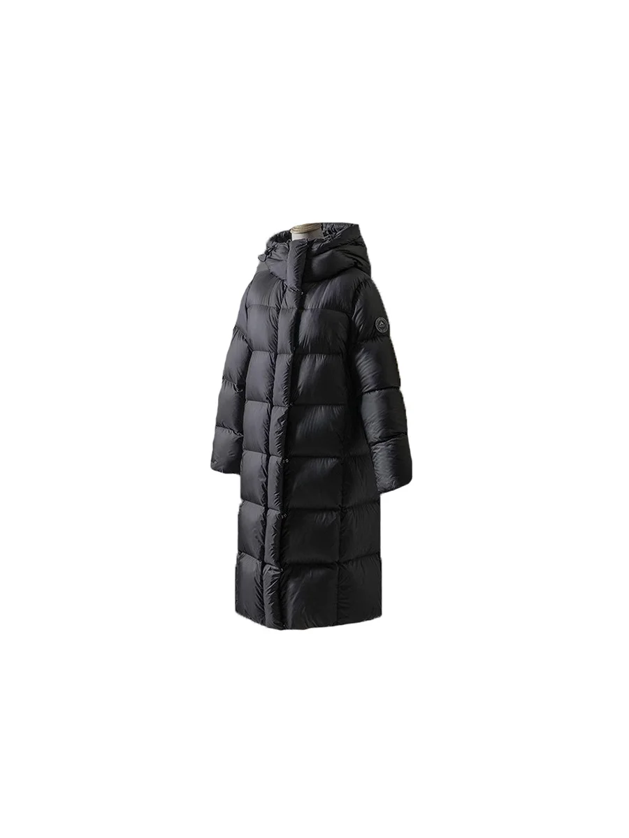 Toloer Cold Resistant Long Length Hooded Down Jacket Female 2024 Winter New Fashion Armband And Thick White Duck Down Matching Coat-Outfit Ideas