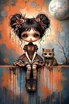 Luxury AB Velvet Diamond Painting Kit - Little Girl and Kitten