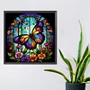 Buntglas-Schmetterling - runder Bohrer Diamantmalerei - 30*30cm