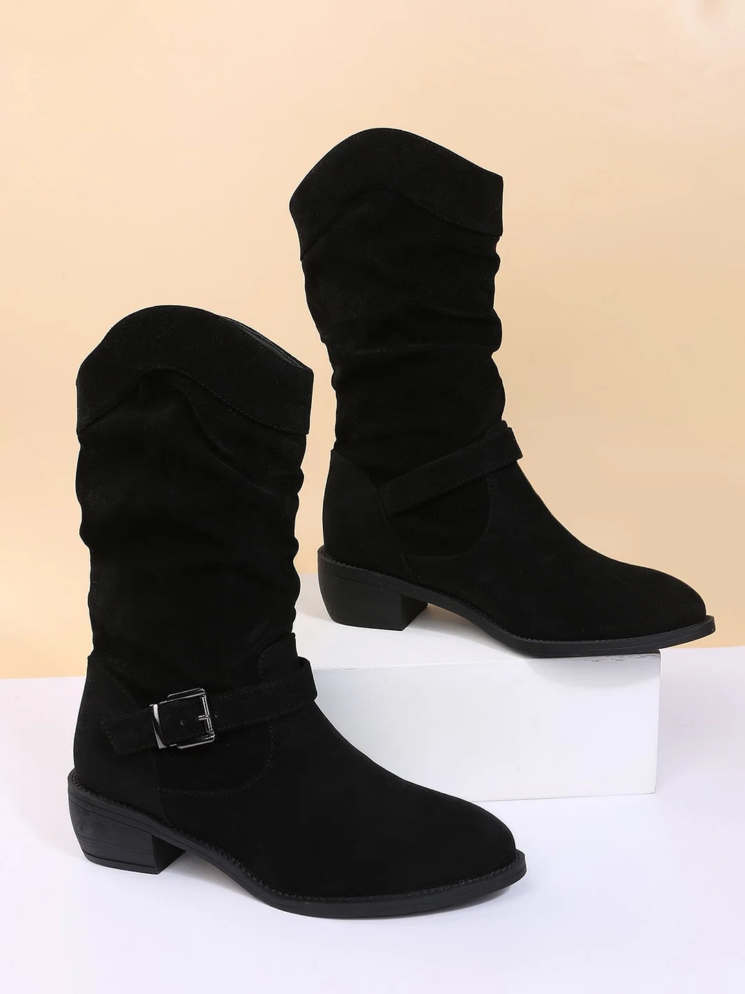 Casual Simple Metal Buckle Cowboy Cowboy Boot
