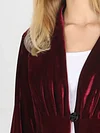 Women's Elegant Velvet Blazer, Long Sleeve, Solid Color, Casual Polyester Suit Jacket, No Belt, Fall/Winter Season, H-Shape, Open Front with Single Button, No Waterproof, Knitted Fabric