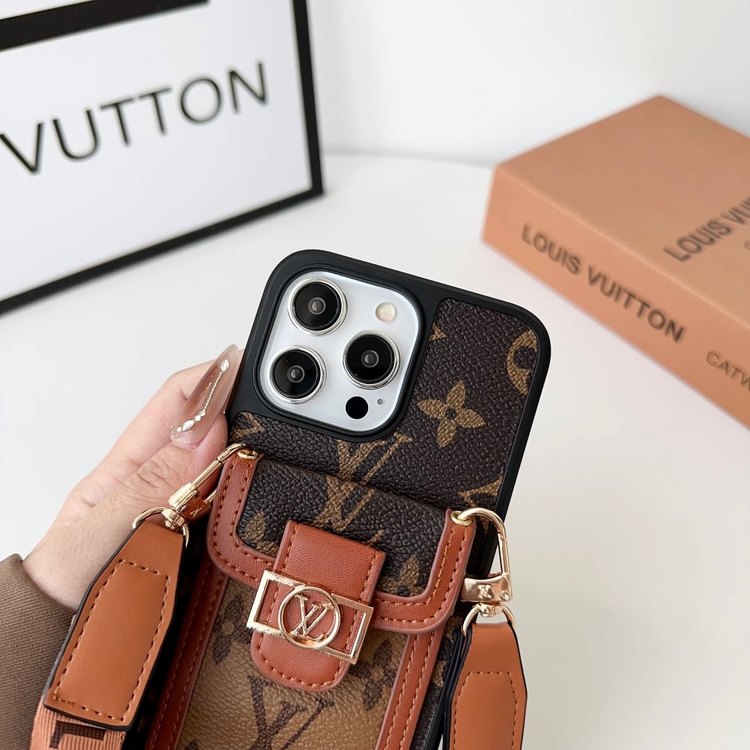 LV Dauphine Leather Monogram Crossbody Apple iPhone Case