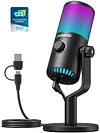 USB Gaming Microphone for PC, Programmable Condenser Microphone with RGB Light, Mute, Gain, Monitoring, Volume Control for Streaming, Podcasting, Twitch, YouTube, Discord, Computer, Mac, PS5, DM30