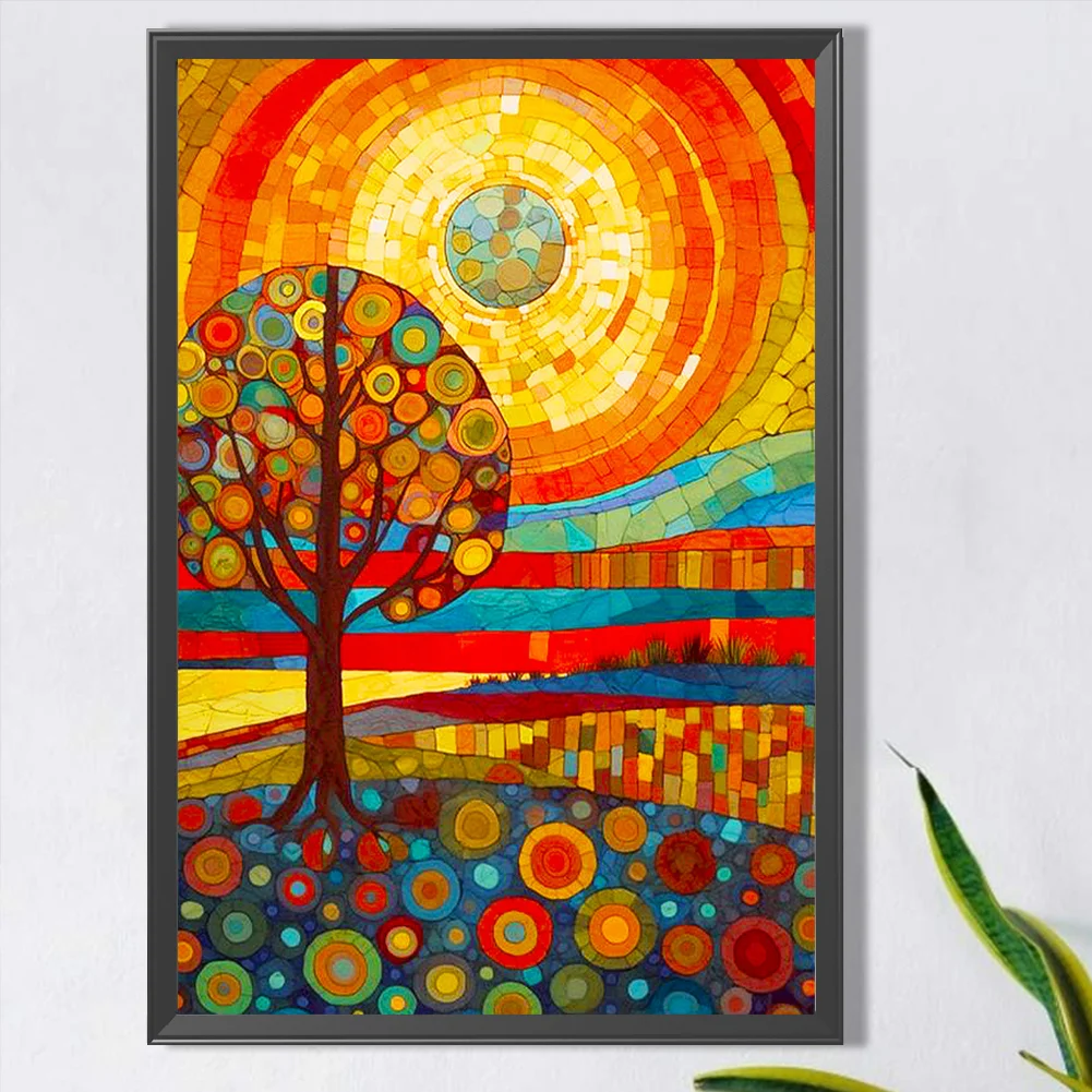 Diamond Painting - Full Round Drill - Stained Glass Tree(Canvas|40*60cm)