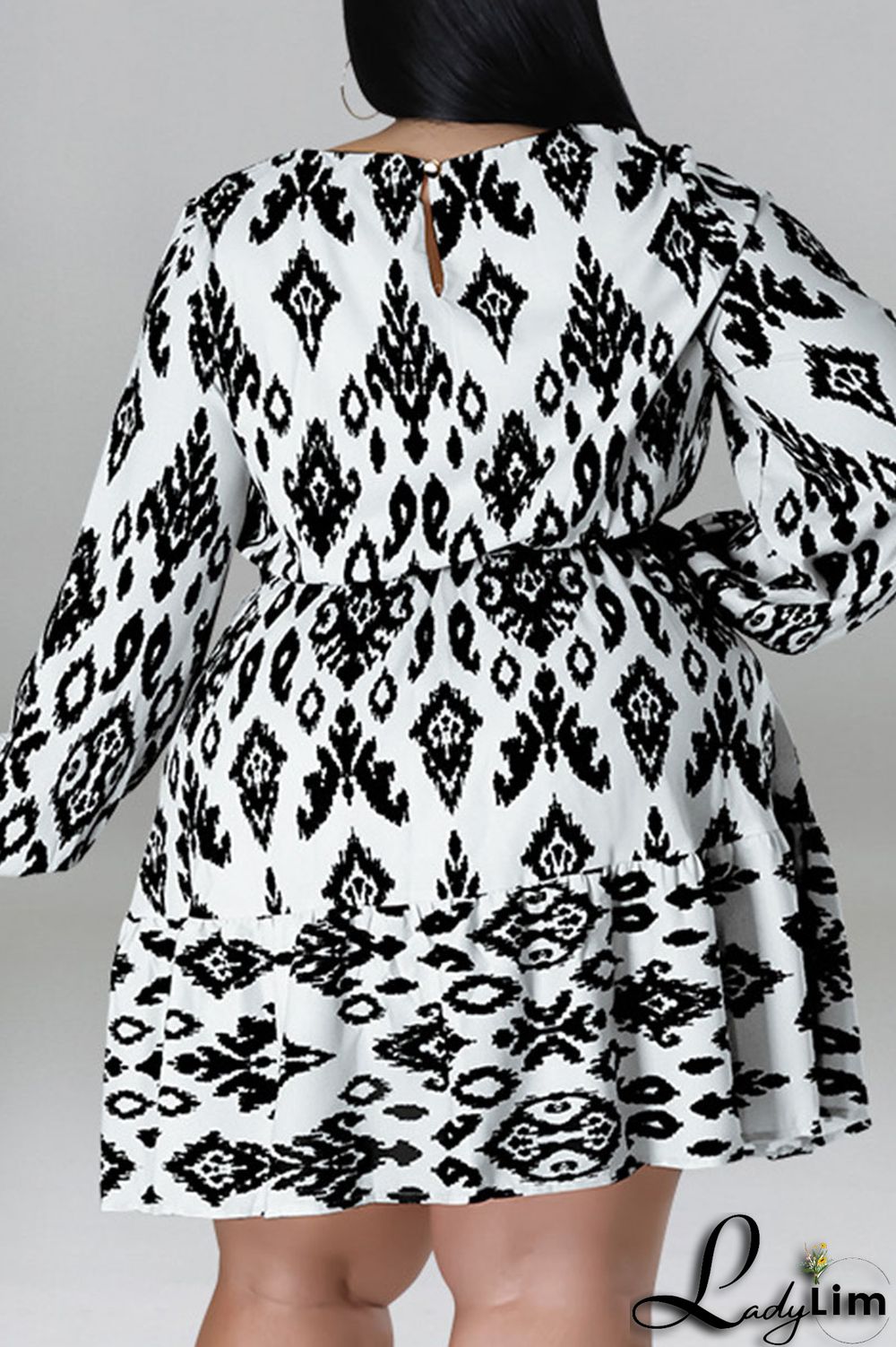 Light Apricot Casual Print Bandage Patchwork O Neck Straight Plus Size Dresses