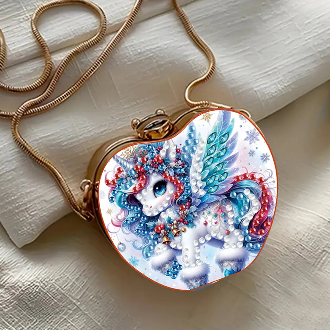 Unicorn DIY Acrylic Love Diamond Art Painting Card Case Wallet with Chain Small Diamond Painting Crossbody Bag for Adults Women Girls Gift