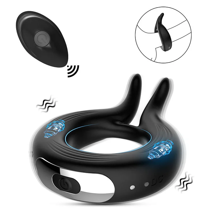 Wireless Remote Control Adjustable Double Shock Penis Ring