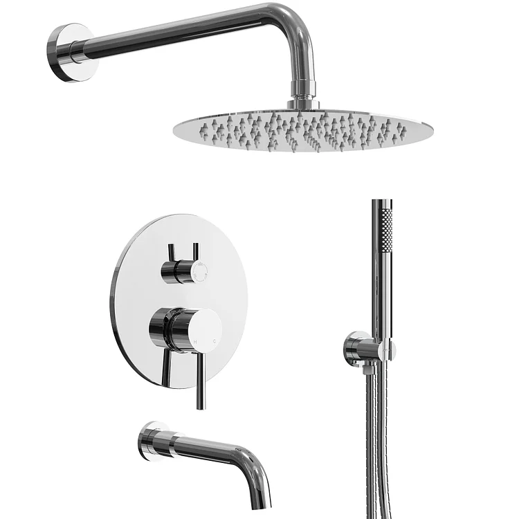 M6612CI-10BL EVERSTEIN Shower System | 10" Rain Shower Head with Handheld & Bathtub Spout