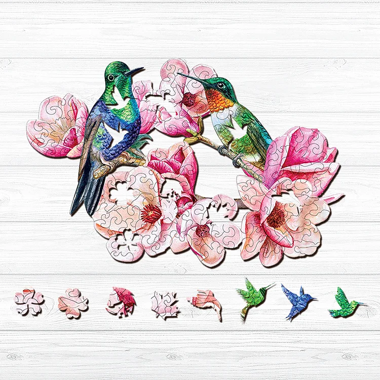 Ericpuzzle™ Ericpuzzle™Hummingbirds feeding on Magnolia Wooden Puzzle