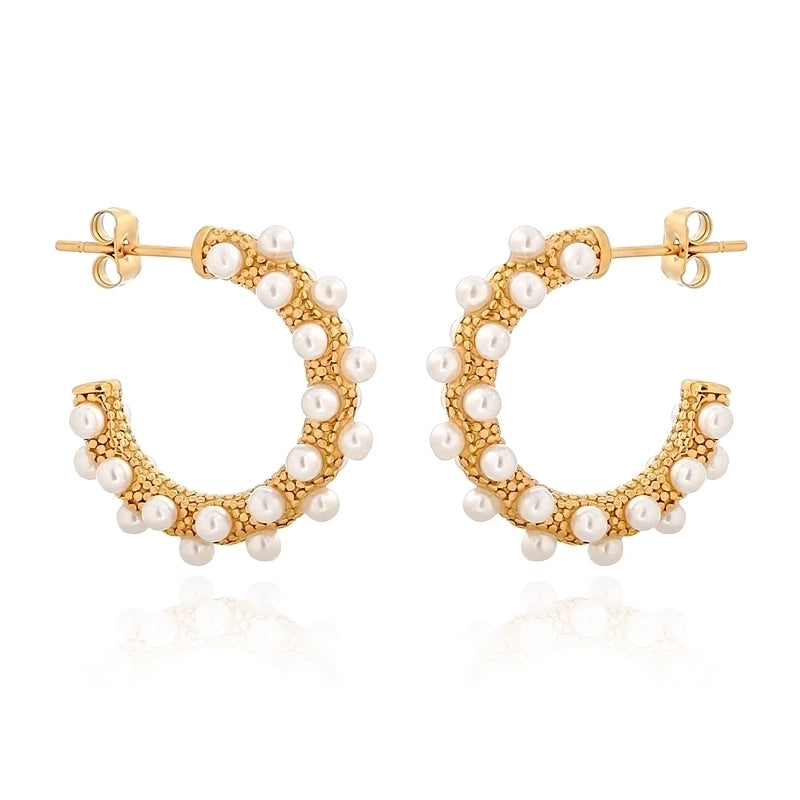 1 Pair Elegant C Shape 304 Stainless Steel 18K Gold Plated Ear Studs