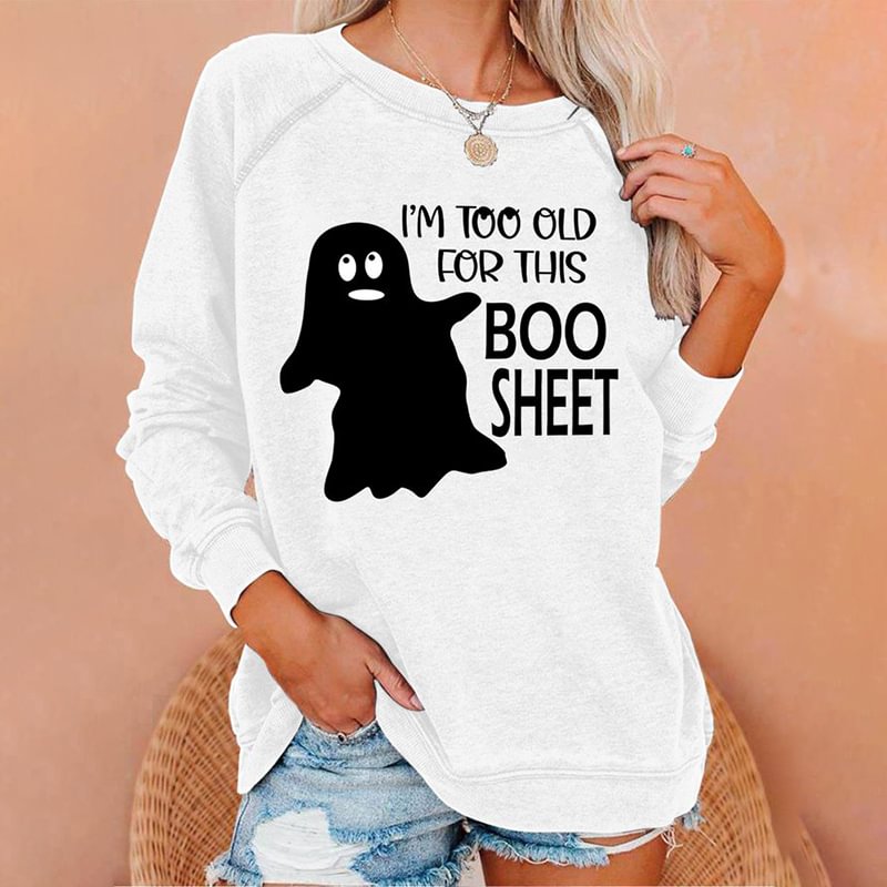 Crew Neck Long Sleeve Halloween Print Casual Sweatshirt
