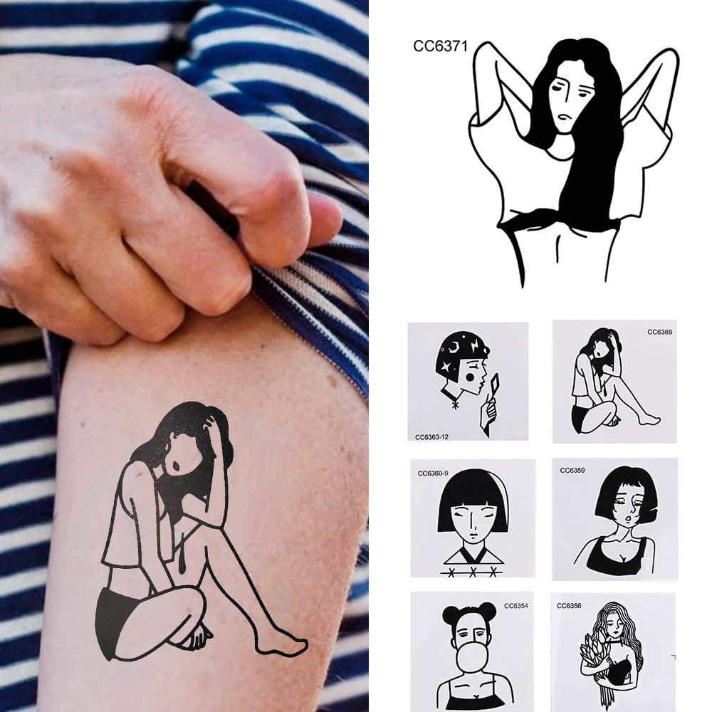 1Pcs Black Cool Girl Flying Bird Disposable Waterproof 3D Tattoo Sticker Women Sexy Wrist Tattoo Body Art Temporary Tattoo Paper