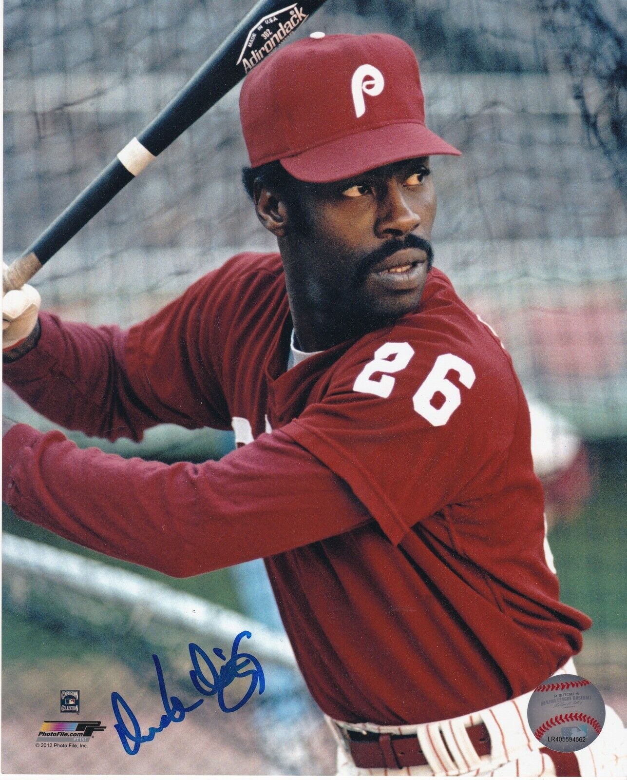 DICK DAVIS PHILADELPHIA PHILLIES ACTION SIGNED 8x10