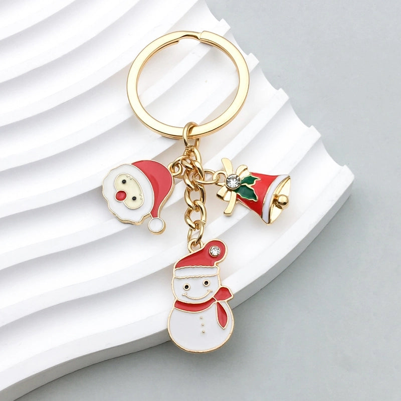 Cute Christmas Tree Santa Claus Snowman Zinc Alloy Enamel Christmas Bag Pendant Keychain