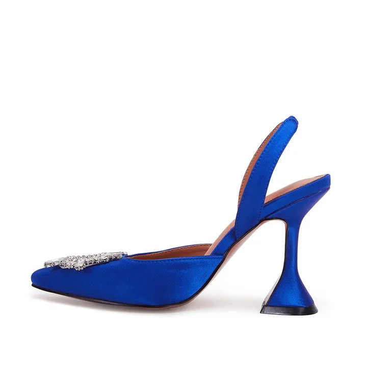 Women's 95mm High Heels Crystal Rhinestone Slingback Pumps Shoes For Wedding Party 