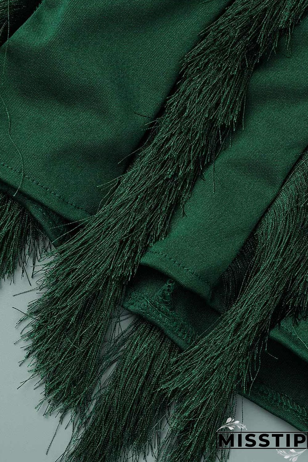 Peacock Blue Casual Solid Tassel Patchwork O Neck Sleeveless Two Pieces