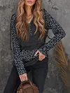 Fashion Leopard Split-Joint Hooded Long Sleeves Sweat Shirt