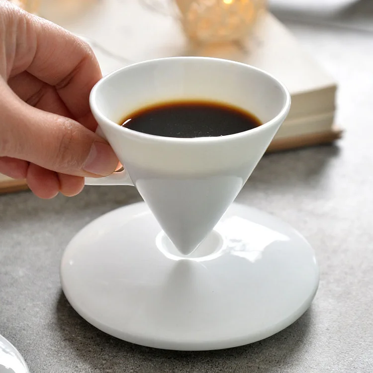 White conical bone china espresso mini coffee cup