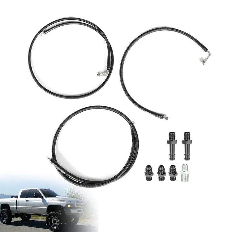 Silscvtt Transmission Lines Kit Hoses SS Replacement for 1996-2002 Cummins 5.9L 47RE