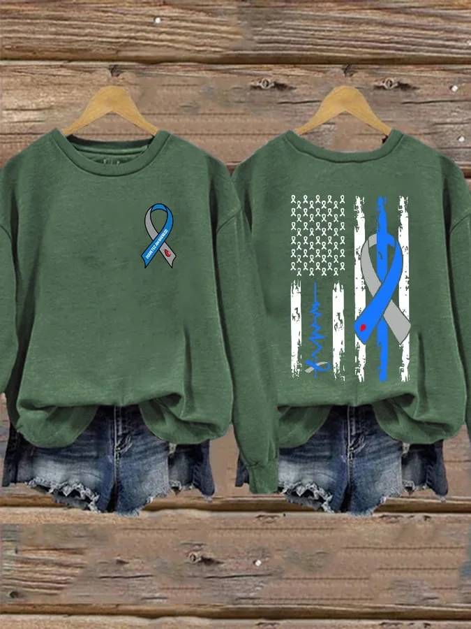 Women'S Blue Ribbon Flag Diabetes Sweatshirt socialshop