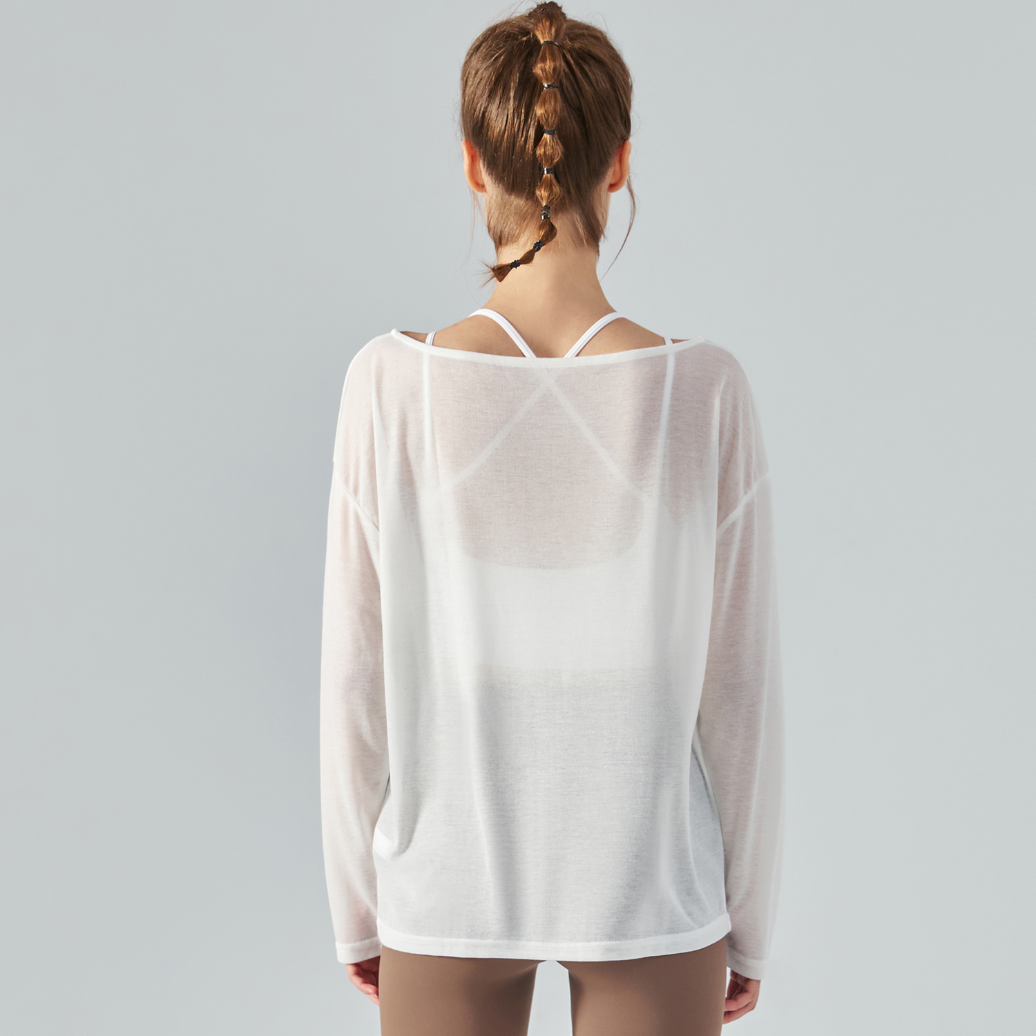 Hergymclothing White off shoulder lightweight butter soft eco skin friendly comfortable everyday casual yoga smock shirt for sale