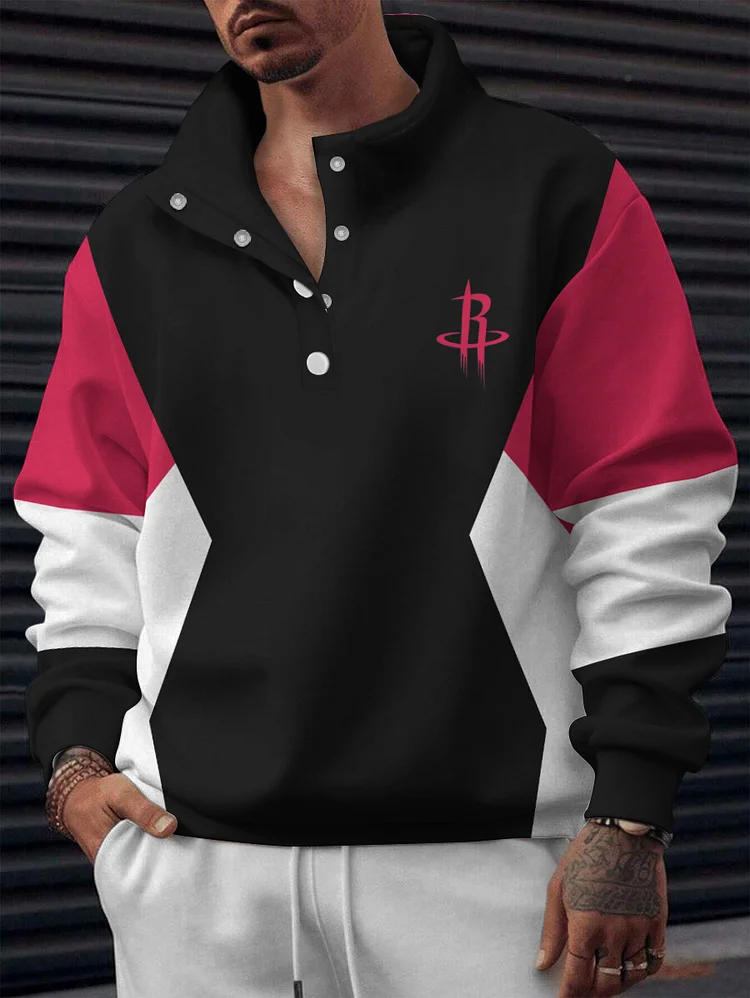 Houston Rockets 2025 New Design Casual Snap Mockneck Pullover