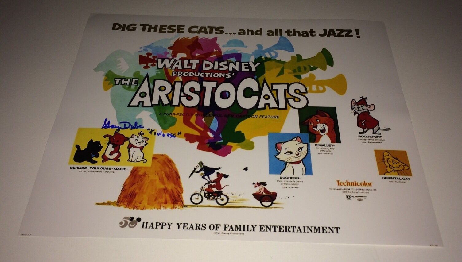 Gary Dubin THE ARISTOCATS Signed 11x14 In Person DISNEY Autograph PROOF Toulouse