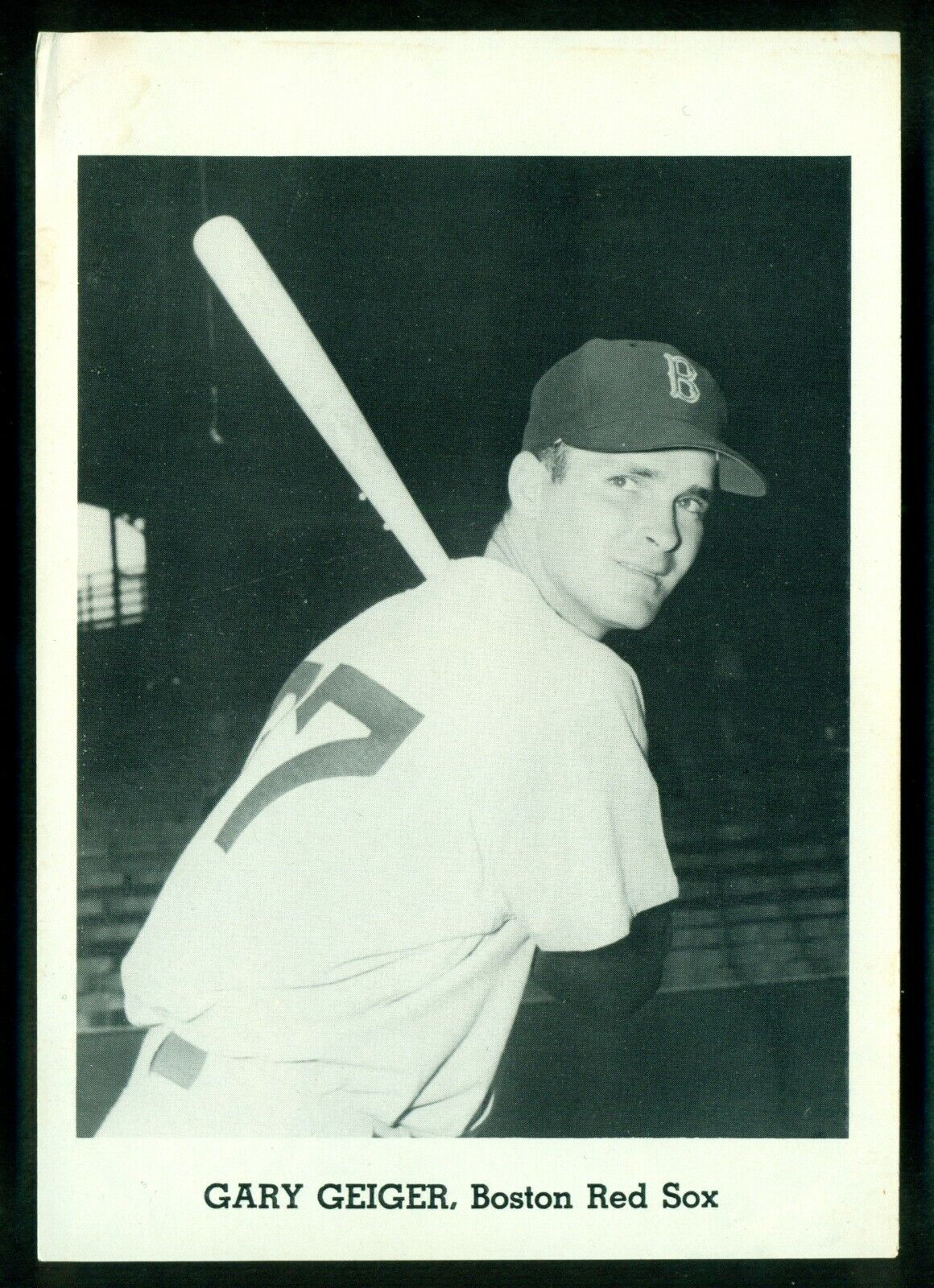 Original 1960's GARY GEIGER BOSTON RED SOX Team Issue B&W Photo Poster painting #4 Card sz 5X7