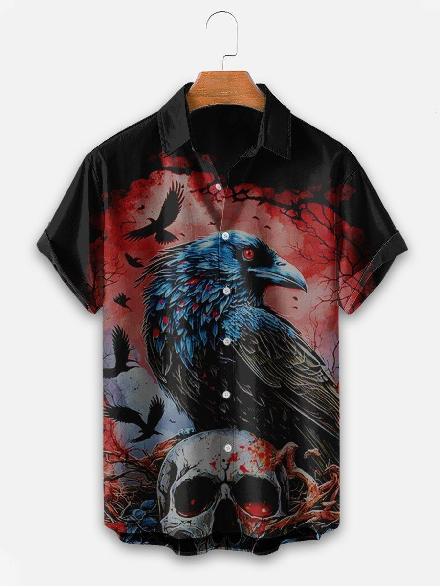 Men´s Halloween Raven Print Casual Shirt