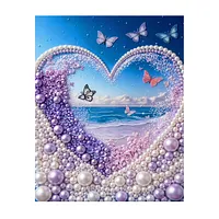 Butterfly Heart Seascape - Pearls Painting