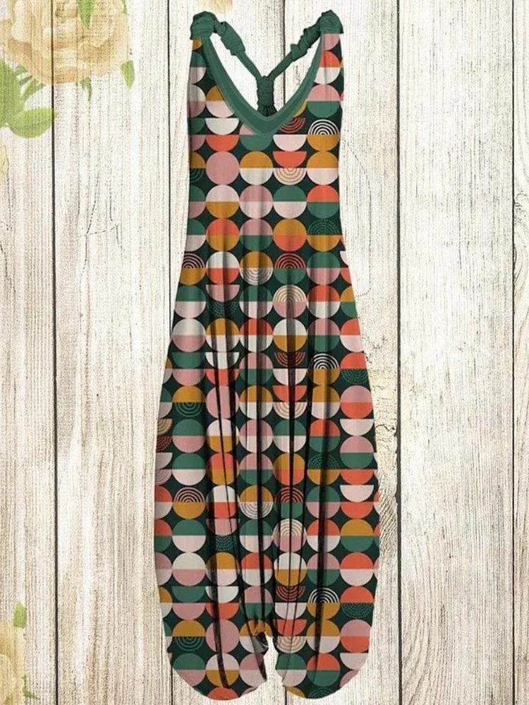 Geometric Printed Suspender Harem Jumpsuit shopify Stunahome.com