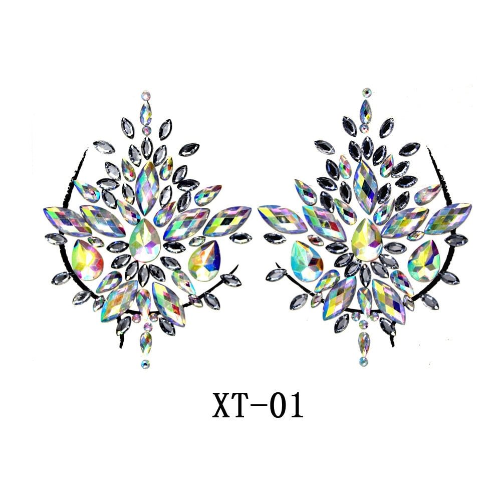 Hot Sexy Chest Crystal Resin Drill Tattoo Sticker Bar Music Festival Rhinestone Tattoo Stickers Carnival Party Makeup Highlight