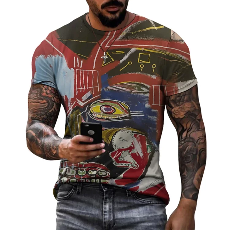 Street Comic Style Graffiti Summer Short Sleeve Men's T-Shirts at Hiphopee