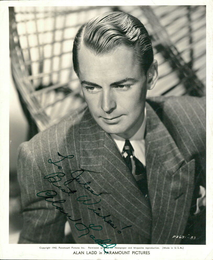 Alan Ladd (Vintage, Inscribed) signed Photo Poster painting COA